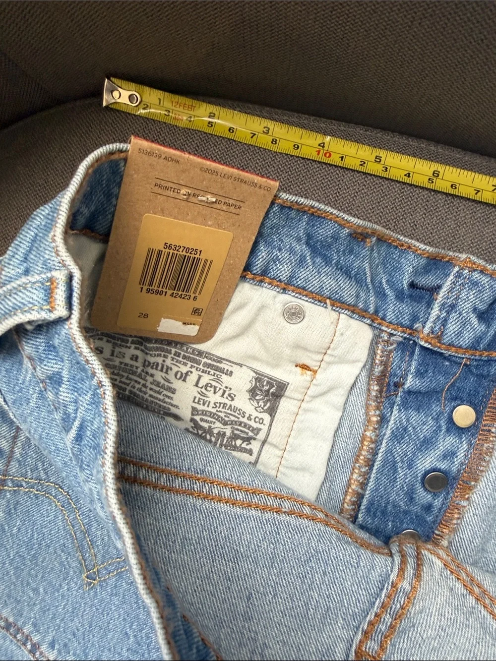 Levi's Light Blue Frayed Hem Denim Shorts - Picture 7 of 7